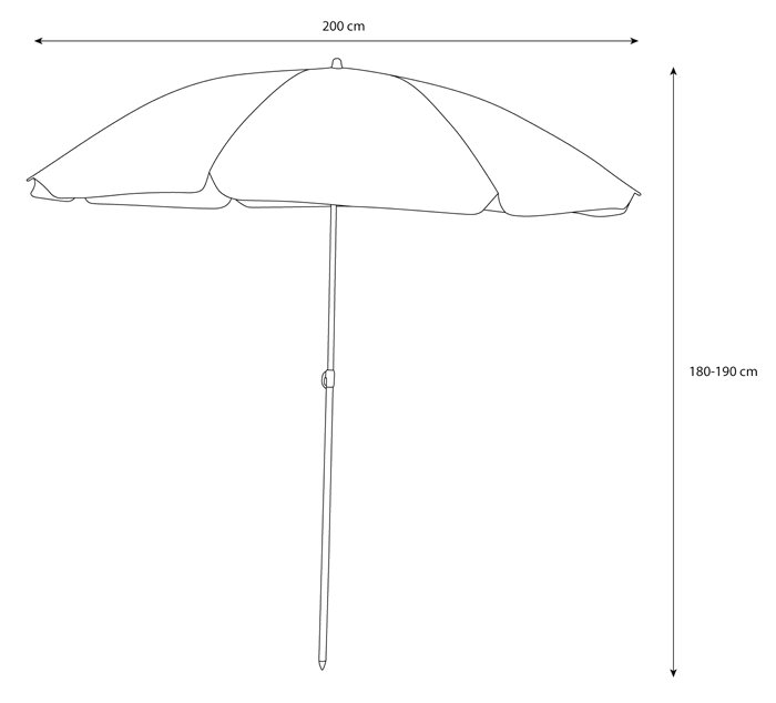 Parasoll Taipei med vippefunksjon Ø200 cm svart - Sunlife